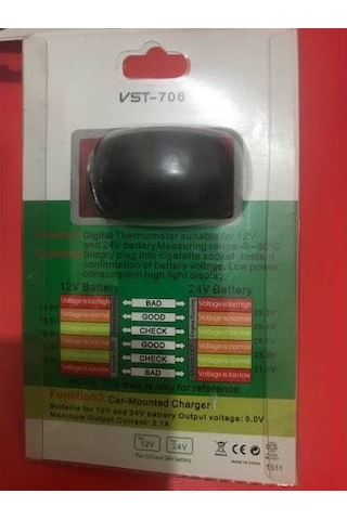 Araç Voltmetre Termometre 3in1