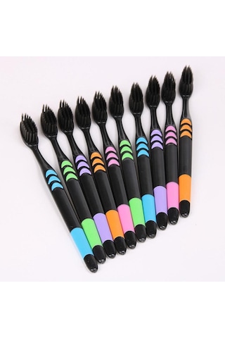 10 Adet/paket Yumuşak Bambu Kömür Nano Diş Fırçası Siyah Diş Fırçası Diş Kişisel Diş Bakımı