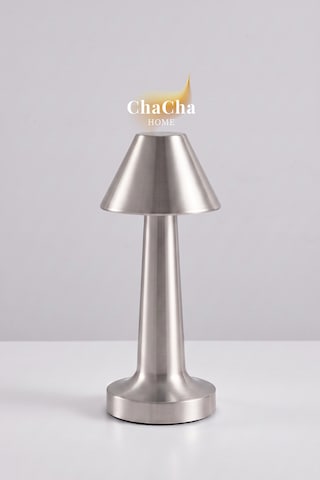 Chacha Home Pera Metal Led Masa Lambası 22x10 Cm - Lüks Dekoratif Abajur Ve Gece Lambası Gümüş