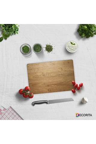Decorita Cam Kesme Tahtası Cam Kesme Tablası Retro Ahşap Görünümlü 20 x 30 CM