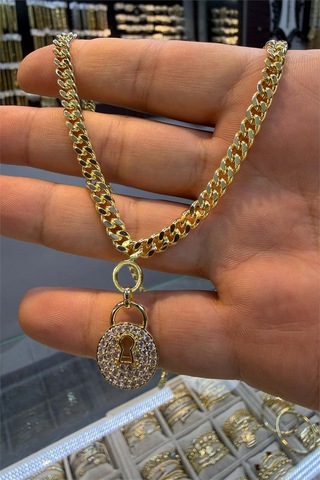 Anahtar Kolye Gold 45 Cm Altın