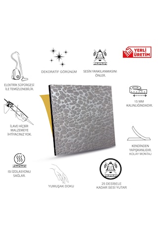 Tink Gri Embos Keçe Ses Ve Isı Yalıtım Paneli 40x40 Cm - 30 Adet/5 M²