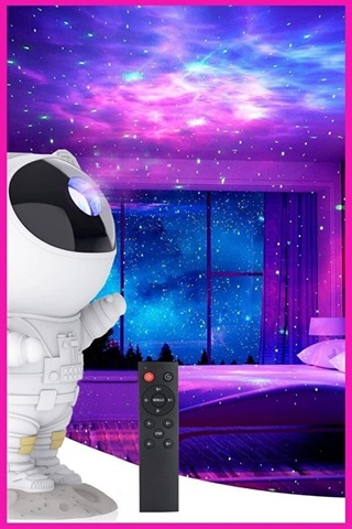 Ayıcıklı Astronot Galaksi Projektörü Ve Bluetooth Hoparlörlü Yıldız Gece Lambası Beyaz