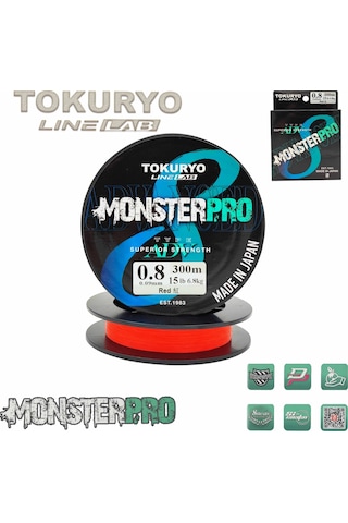 Tokuryo Lıne Lab Monsterpro X8 0.8pe 0.09mm 15ıb 6.8kg Red 300mt
