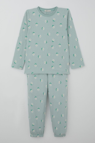 Breeze Kız Çocuk Pijama Takımı Papatya Desenli 4-8 Yaş, Su Yeşili Su Yeşili