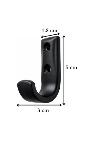 Metal Duvar Askısı, J Tipi, 5x3x1.8 Cm, Montaj Vidaları Dahil, 5