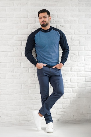 San&fa Yarım Balıkçı Desenli Slimfit Yünlü Triko Kazak Lacivert