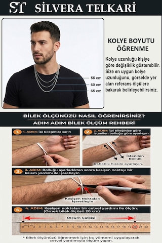 925 Ayar Gümüş Erkek Kolye Ve Bileklik 4 Mm Figaro Zincir Set St421