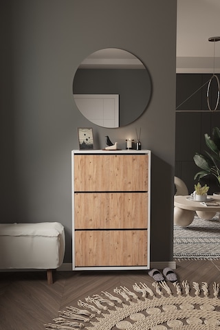 Dekorfim DF08101KAC Ayakkabılık Raflı Ayakkabılık 3 Bölmeli Kapaklı Ayakkabılık