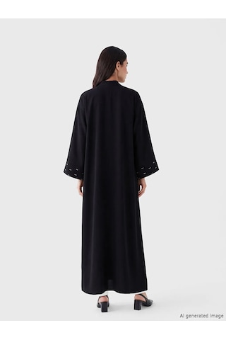 Lc Waikiki Siyah Şal Yaka Taşlı Oversize Kadın Kimono