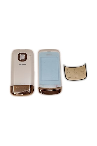 Nokia C2-03 Kasa Kapak Tuş Takımı C2-03 Uyumlu Gold Beyaz Renk Or