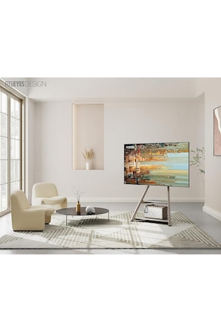 Fitueyes Tekerlekli Mobil Tv Sehpası, 32-65 Inç Tv Için, Ahşap Raflı Modern Tv Arabası, Eiffel Serisi Çok Renkli