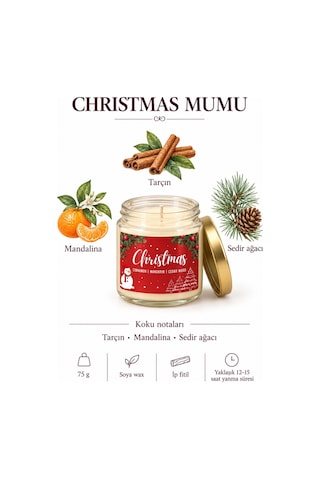 Aromaterapi Soya Mum, Yeni Yıl Soya Mumu 101 Chirstmas , 75gr Beyaz
