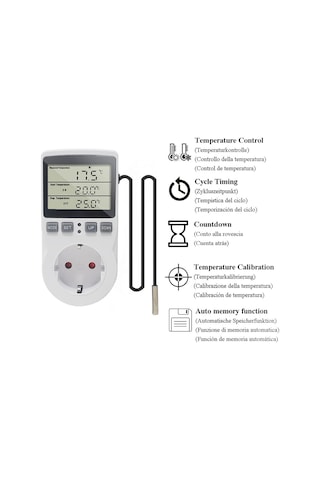 Ketotek Dijital Termostat Priz Termostatik Sıcaklık Kontrol Fişi 220v Sonda İle İçin Isıtıcı Fan Sera İnkübatö Genel