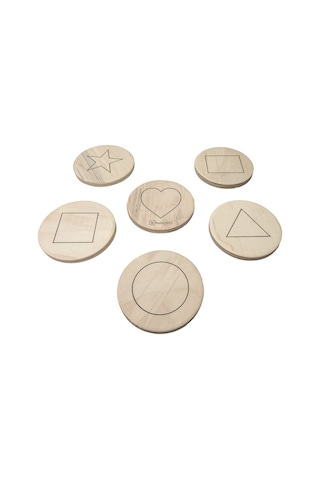 Exorbayb Şekil Baskılı 6 Lı Ahşap Adım Taşı, Denge Taşı Step Stone