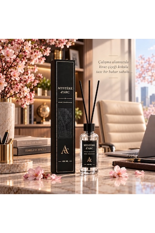 Premium Oda Kokusu Bambu Çubuklu Beyaz Şişe 100 Ml Kiraz Çiçeği