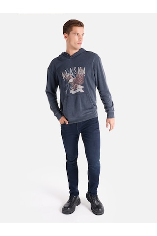 Colin's Colins Regular Fit Baskılı Kapüşonlu Antrasit Erkek Sweatshirt Cl1061755 Antrasit