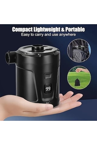 Xuweiwei Siyah Taşınabilir Kablosuz Şişirme Pompası Kamp Ve Açık Hava Kullanımı 5200mah Bataryalı