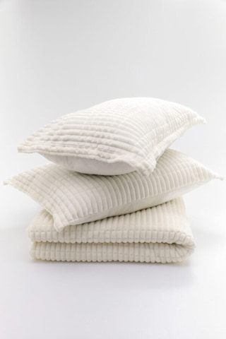 Merinos Modern Line 3 Parça Battaniye Seti - Kemik-ekru Ekru