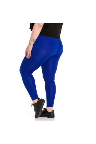 Büyük Beden Beli Lastikli Bilek Hizasında İndigo Bayan Tayt