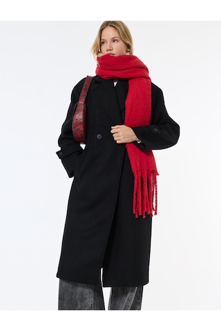 Koton Oversize Kaban Kaşe Uzun Kollu Cepli Düğmeli Kruvaze Siyah 6wak00099ew Siyah