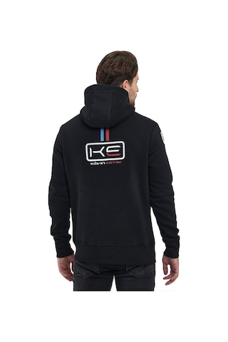 Adams Siyah Kapüşonlu Mavi/kırmızı Baskılı Kanguru Cepli Sweatshirt Siyah