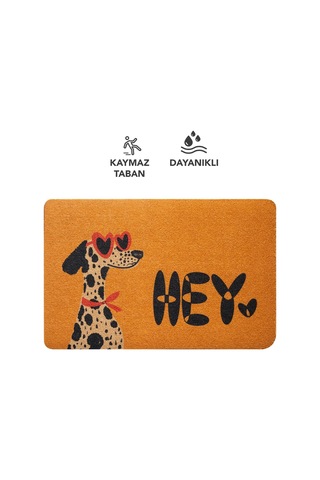 Cocojoy Pj009a Hey Köpek Desenli Kalın Kaymaz Taban Nem Alıcı Şık Tasarım Kapı Önü Paspası Renklı