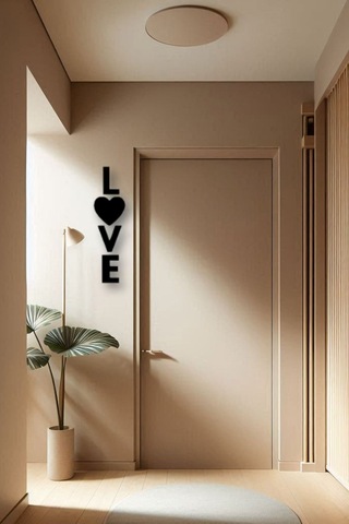 Love Yazılı Aşk Temalı 4'lü Duvar Dekoru Ahşap Tablo
