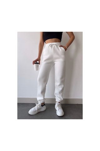 Veraura Lifestyle Üç İplik Basic Lastikli Eşofman Pantolon - Beyaz Gri