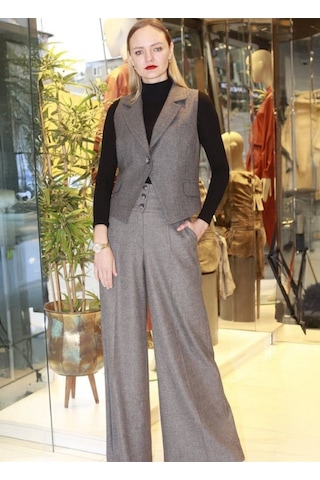 Kadın Flanel Yelek Frn8100 Gri