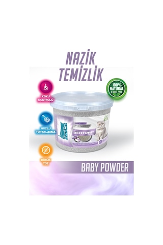 Bebek Pudralı Bentonit Kedi Kumu 5 Lt İnce Taneli, Güçlü Topaklanan, Uzun Süreli Ferahlık