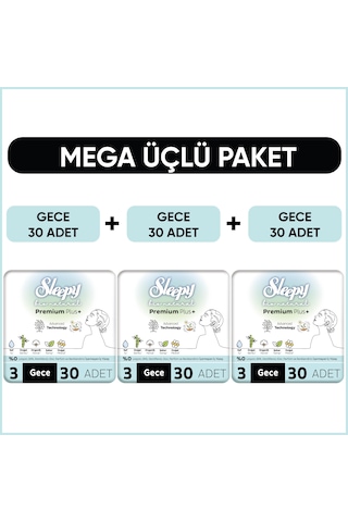 Bio Natural Premium Plus Ped Mega Paket Gece 30x3 90 Adet