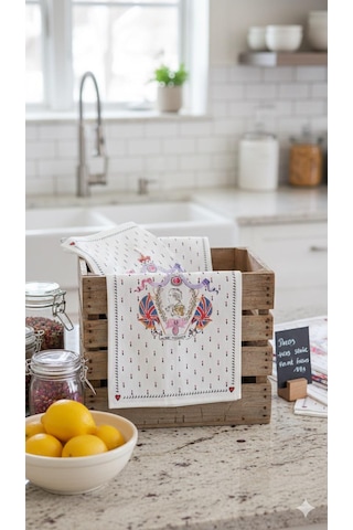 Cath Kidston Desenli Mutfak Kurulama Bezi 1-adet Beyaz - Yeşil