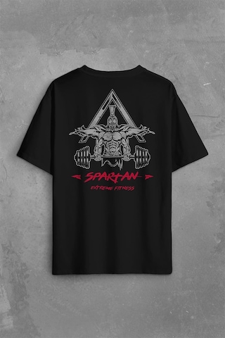 Spartan Extreme Fitness Halter Gym Bodybuilding Sırt Ön Baskılı Oversize Tişört Unisex T-shirt 001