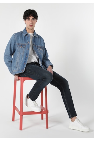 Colin's Colins Oversize Fit Düğmeli Astarsız Erkek Mavi Ceket Cl1060828 Q1.v1  Dn42254