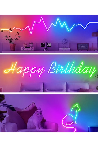 Usb Neon Rgb Piksel Şerit Led - Animasyonlu - Sese Duyarlı - 5 Metre Mobil Aplikasyon - Kumandalı 5 METRE