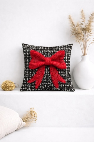 3 Boyutlu - Tül Fiyonk Detaylı Çift Taraflı Dekoratif Kırlent Kılıfı 45x45 Cm Çok Renkli