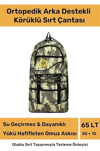 Ortopedik Su Geçirmez Konfor Modeli Fermuarlı Büyük Boy Çok Gözlü Bölmeli Kamp Outdoor Sırt Çantası Çok Renkli