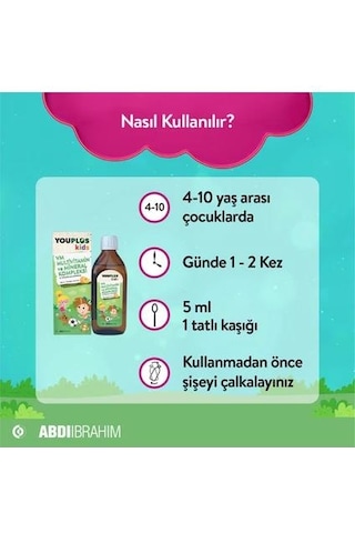 Youplus Kids Vm Multivitamin Ve Mineral Kompleksi 150 Ml 3 Adet