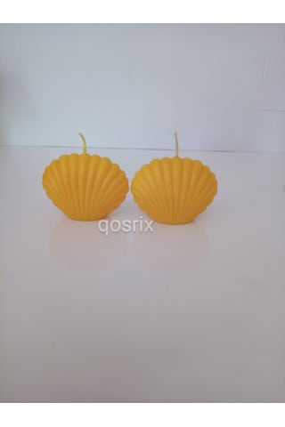 2'li Sarı Mini İstiridye Deniz Kabuğu 1. Kalite Doğal Kokulu Mum