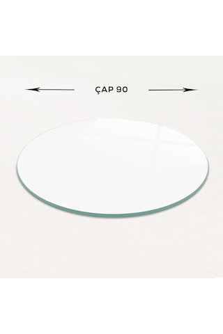 Masa Camı Ekvator Düz Renk - Beyaz Çap90cm