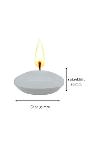 50'li Paket 3.5 Cm Gri Yüzen Mumlar Gri