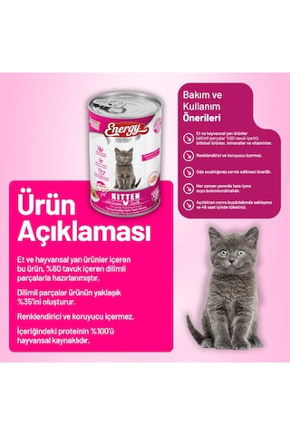 Energy Tavuklu Yavru Yaş Kedi Maması 400 G - 24 Adet