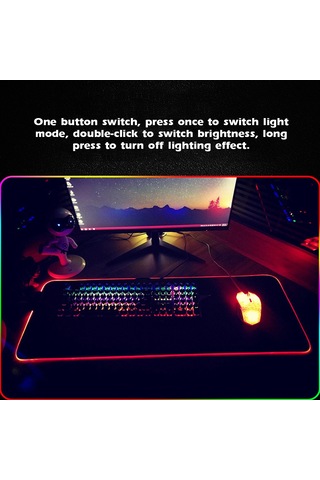 Geeksen Rgb Işıklı Mouse Pad, Çeşitli Işık Modları, Kauçuk Kaymaz Alt, Ofis Ve Espor İçin, 300x350x3mm Büyük Boyut