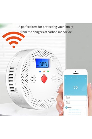 Lemestar "tuya Wifi Akıllı Karbonmonoksit Dedektörü - Mobil Uygulama Kontrollü, Hızlı Tespit Ve Alarm Özellikli"