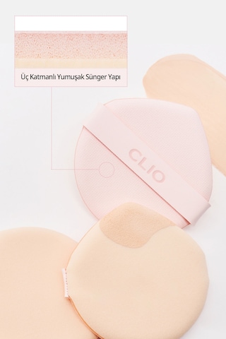 Damla Şekilli, Detaylı Uygulama Sunan Sünger Puf Clıo Kill Cover Cushion Puff Pink 3adet