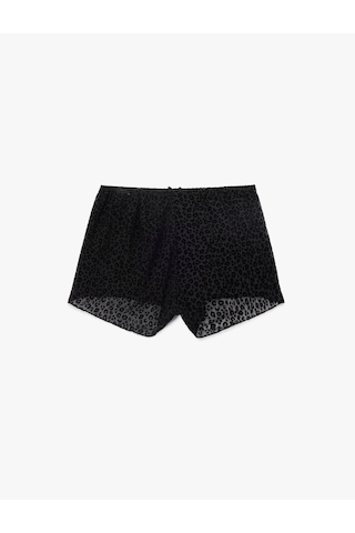 Koton Yarı Transparan Leopar Desenli Mini Şort Pijama Altı Siyah 7wlk80008mk