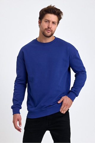 Tarz Cool Erkek Yumuşacık Kumaşlı Regular Fit Yuvarlak Yakalı Sweatshirt Saks Mavi