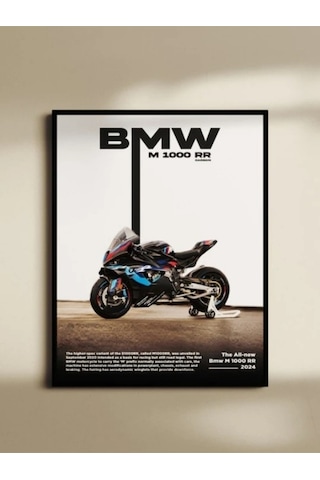 Bmw M1000rr Motorsiklet Özel Tasarım Siyah Çerçeveli Tablo Poster