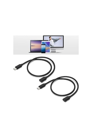 50cm Type-c Uzatma Kablosu 60w Hızlı Şarj Ve 3a Akım Destekli Usb-c Erkek Dişi Kablo 24pin 56k Dirençli Dayanıklı Laptop, Tablet Ve Telefon İle Uyumlu 50cm Zr73